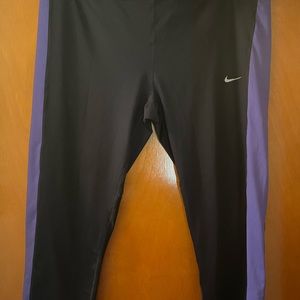 Nike 2X Athletic Capri Leggings (Navy and Purple)